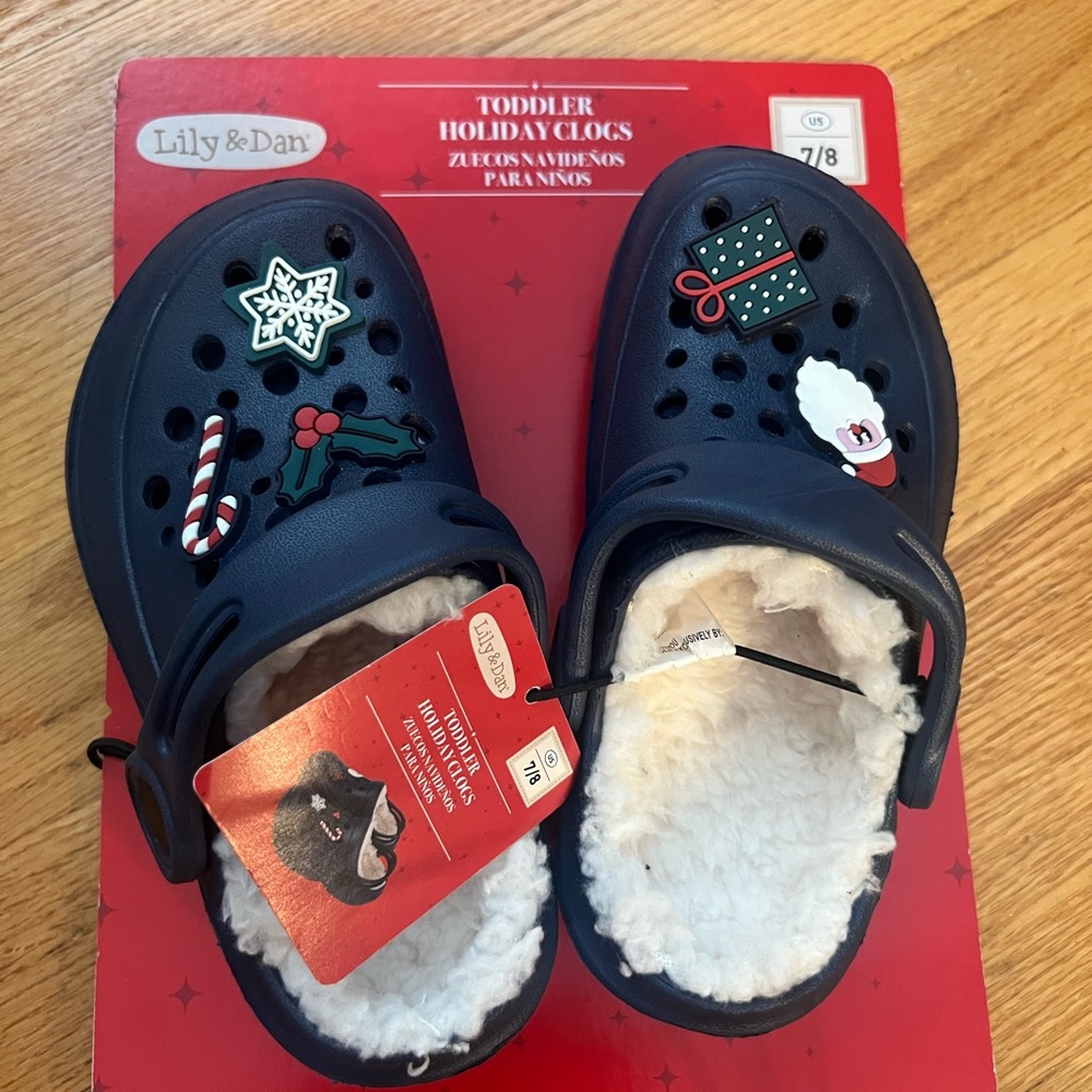 Kids Navy Holiday Clogs